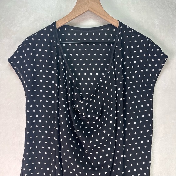 Black With White Polka Dots Sleeveless Cowl Neck Blouse Womens Size 2X - Picture 4 of 9